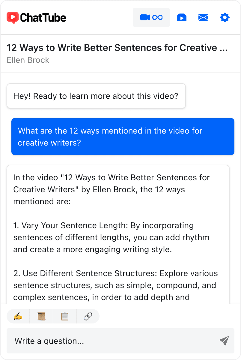 ChatTube - Chat with any YouTube video