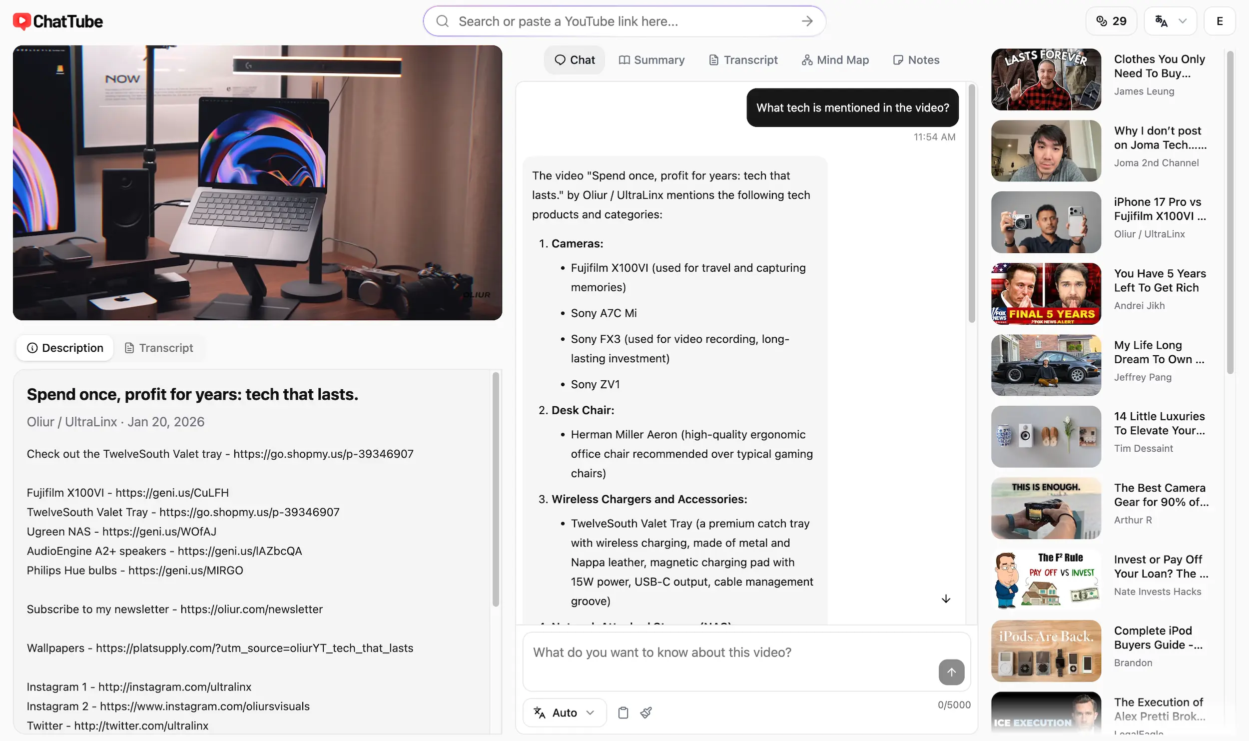 Chat with any YouTube video with ChatTube