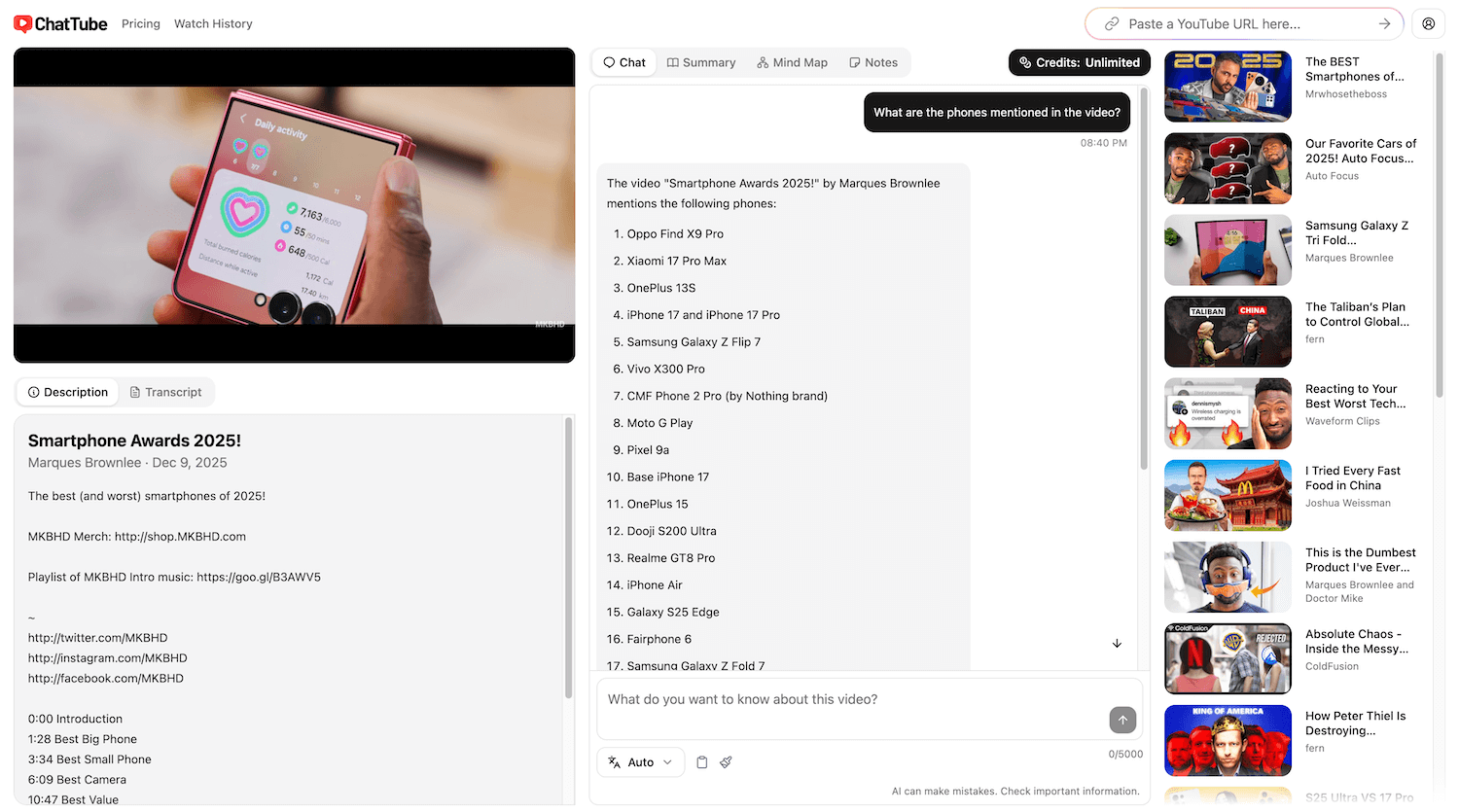 Get answers from YouTube videos without watching the entire thing