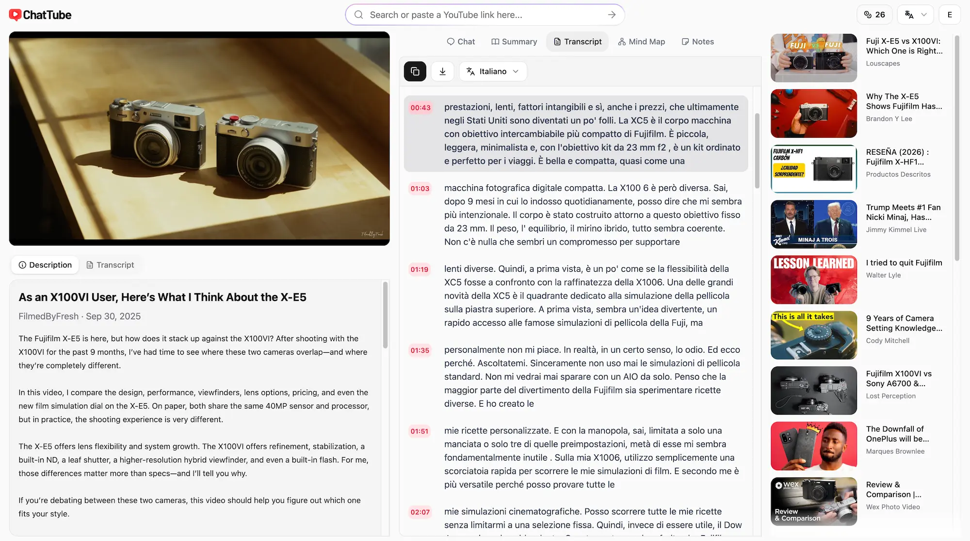Translate YouTube captions to different languages.