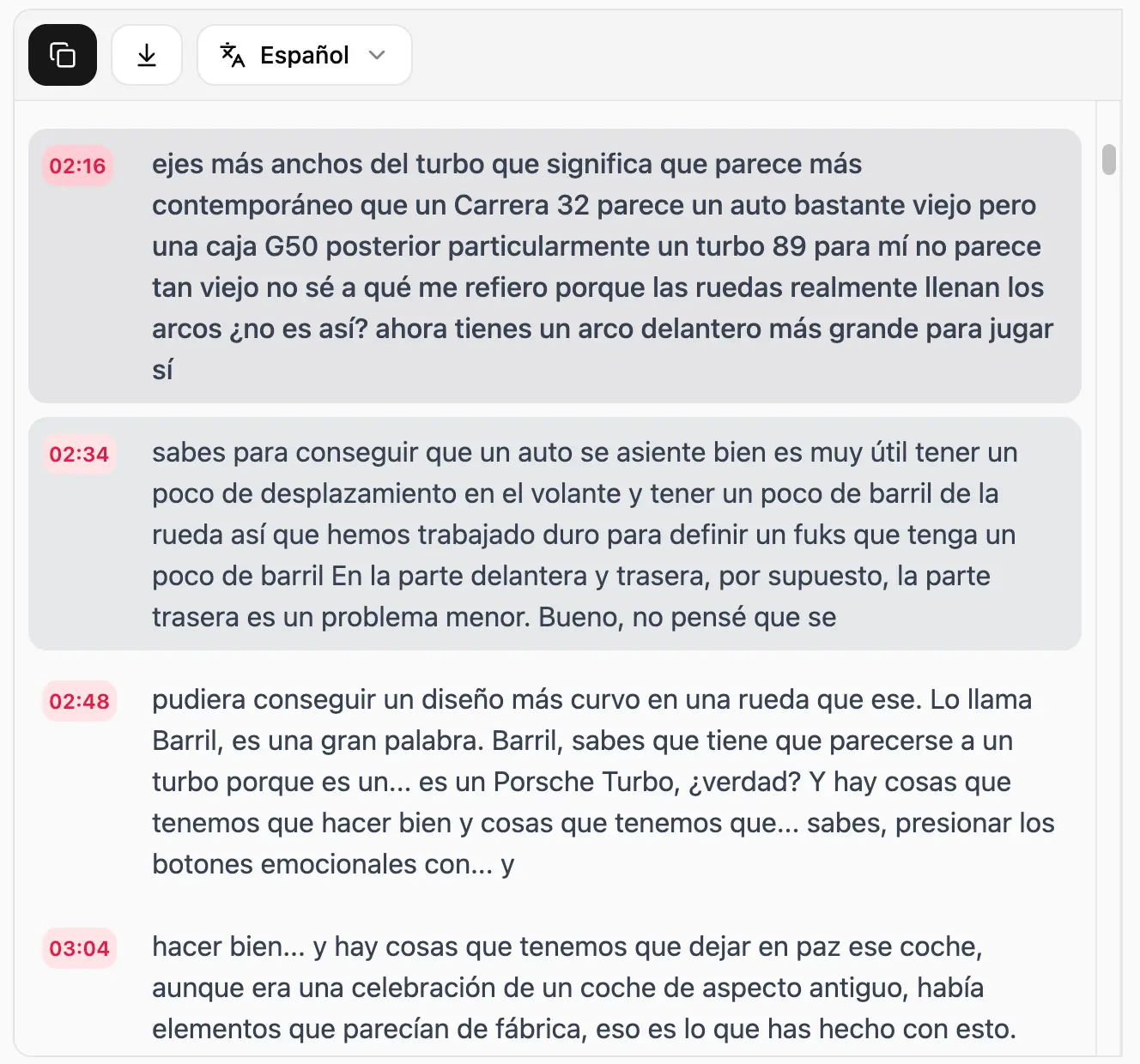 A screenshot of the ChatTube app that shows a user translating YouTube captions to another language and the captions are clear and context-aware.